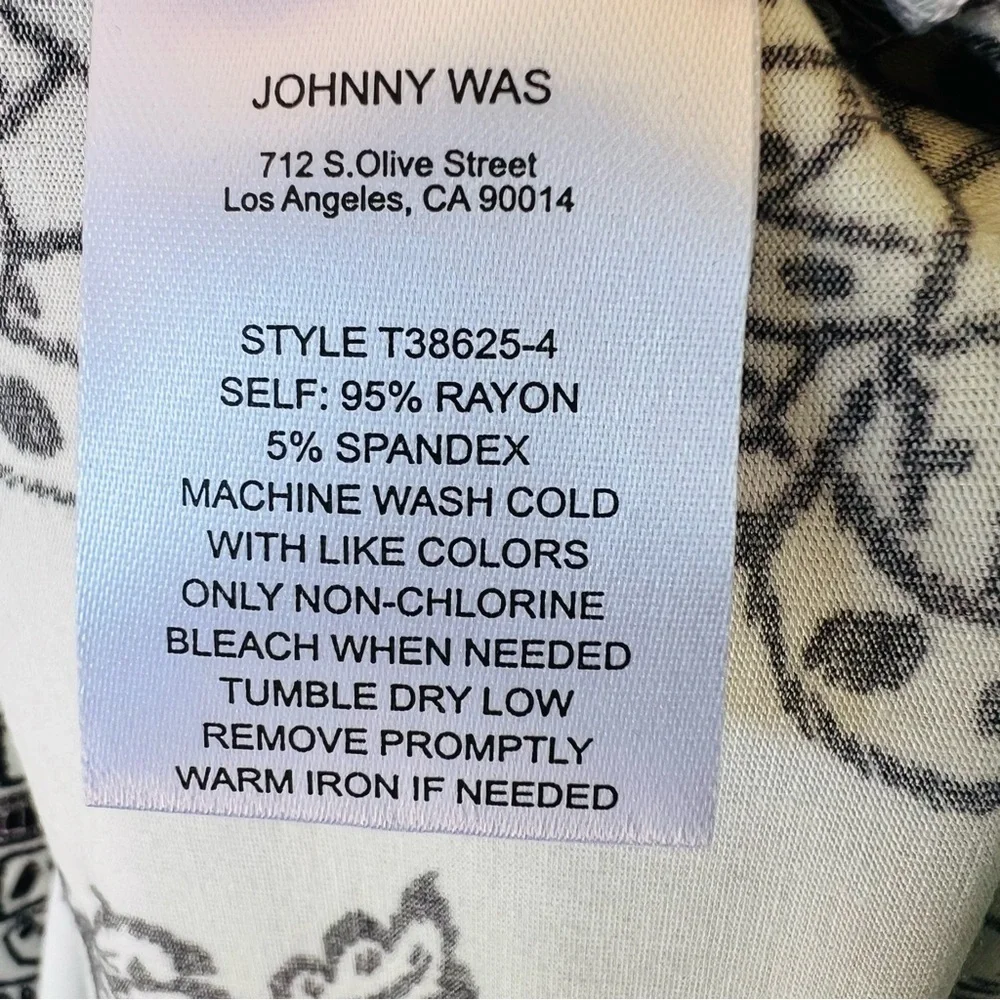 JOHNNY WAS JANIE BUTTERFLY HANDKERCHIEF HEM MIDI DRESS BLACK CREAM SIZE MED NWT - Picture 9 of 13